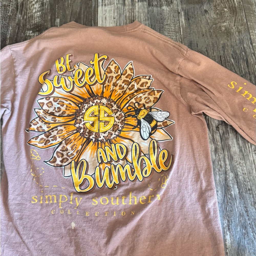 Simply Southern Tan Long Sleeve Shirt with Bumble Design
